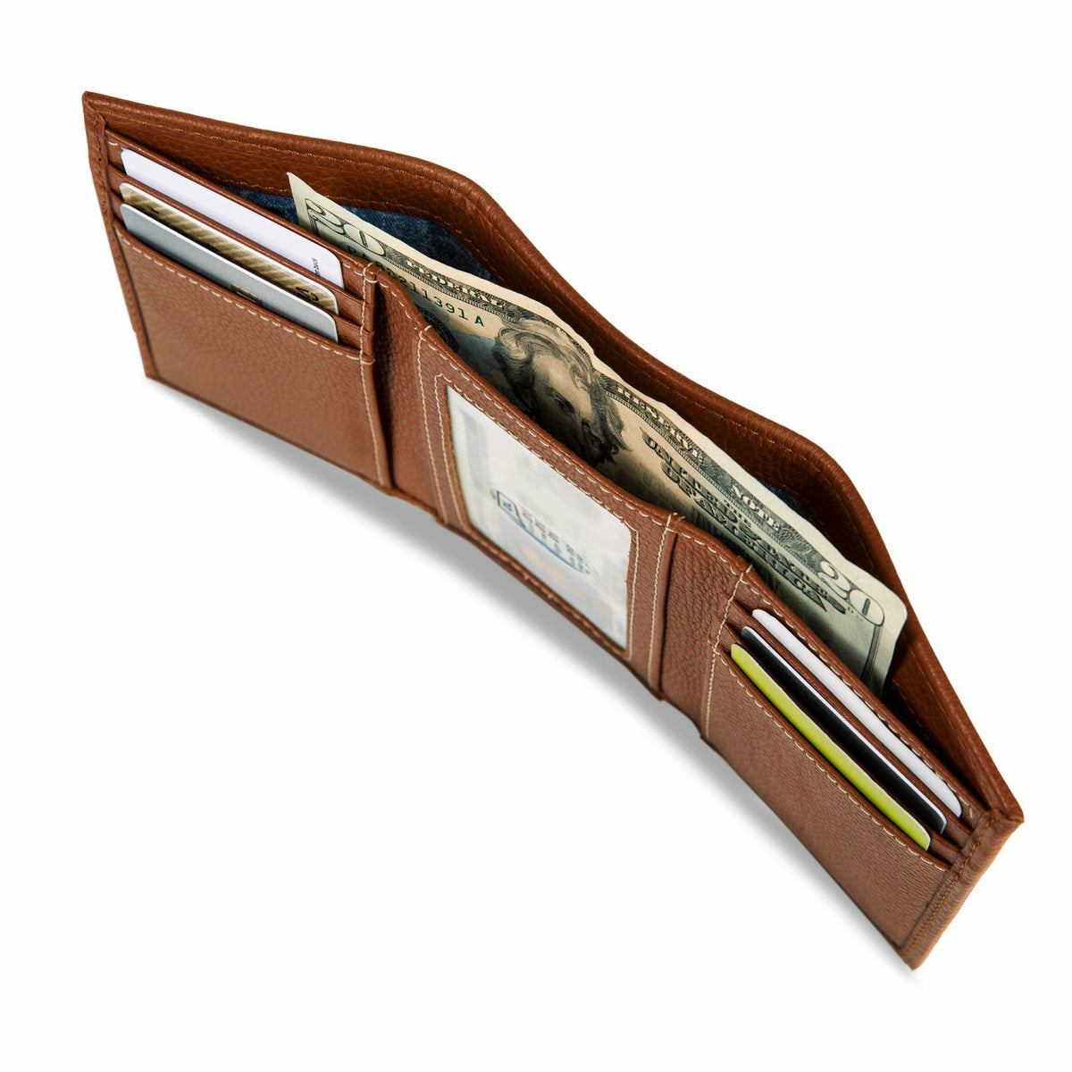 EB Signature Top Stitch Leather Trifold Wallet | Eddie Bauer