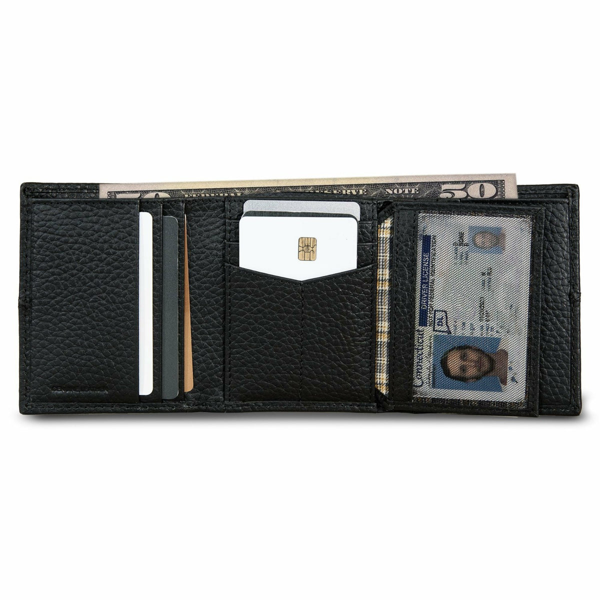 EXTRA CAPACITY RUGGED LEATHER TRIFOLD WITH FLIP ID | Eddie Bauer