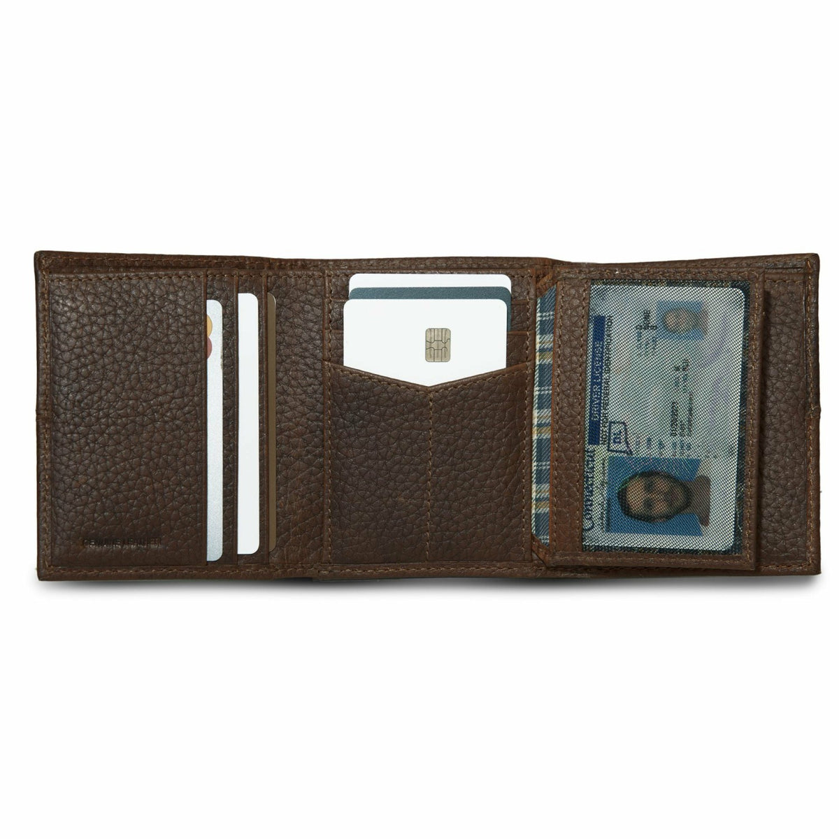 EXTRA CAPACITY RUGGED LEATHER TRIFOLD WITH FLIP ID | Eddie Bauer