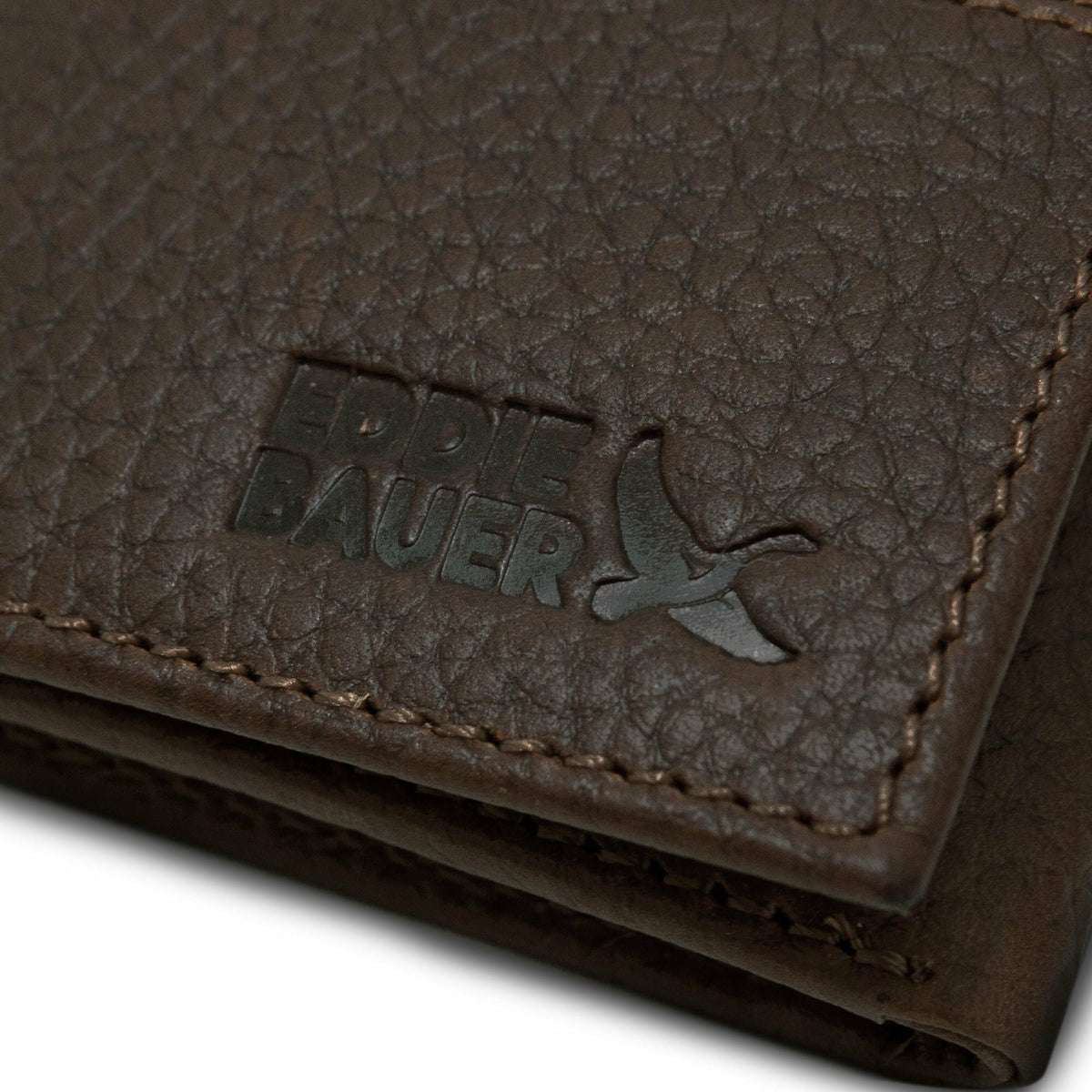 EXTRA CAPACITY RUGGED LEATHER TRIFOLD WITH FLIP ID | Eddie Bauer