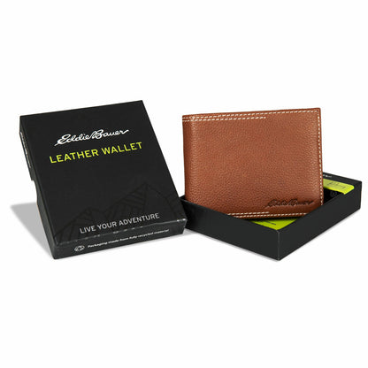 EB Signature Top Stitch Leather Passcase Wallet | Eddie Bauer