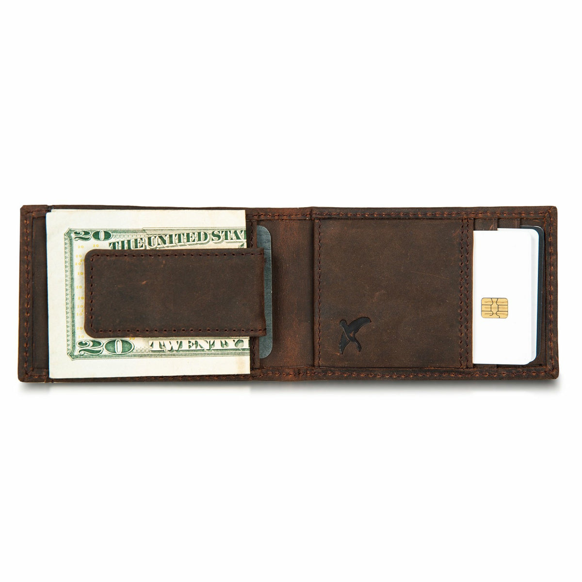 Money Clip Bifold Leather Wallet with Embossed Sasquatch | Eddie Bauer
