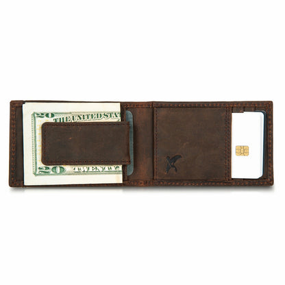 Money Clip Bifold Leather Wallet with Embossed Sasquatch | Eddie Bauer