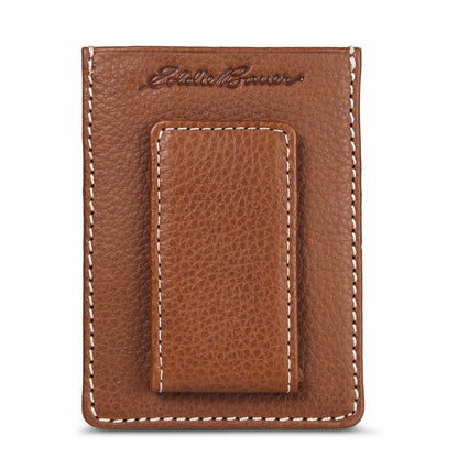 EB Signature Top Stitch Magnetic Leather Card Case | Eddie Bauer