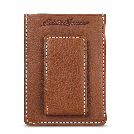 EB Signature Top Stitch Magnetic Leather Card Case | Eddie Bauer