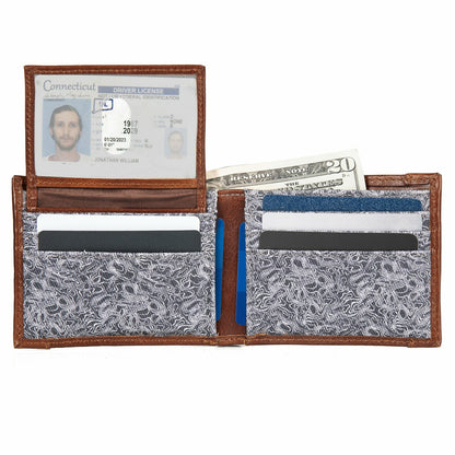 Pioneer Leather and Printed Cotton Canvas Passcase Wallet | Eddie Bauer