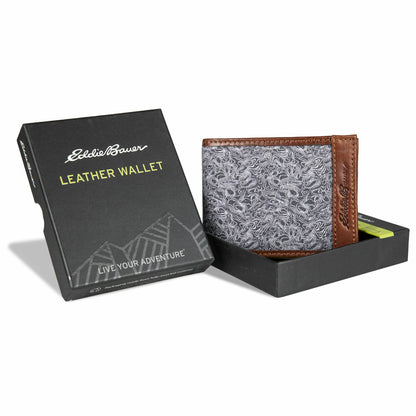 Pioneer Leather and Printed Cotton Canvas Passcase Wallet | Eddie Bauer