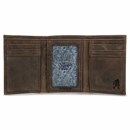 Leather Trifold Wallet with Embossed Sasquatch | Eddie Bauer