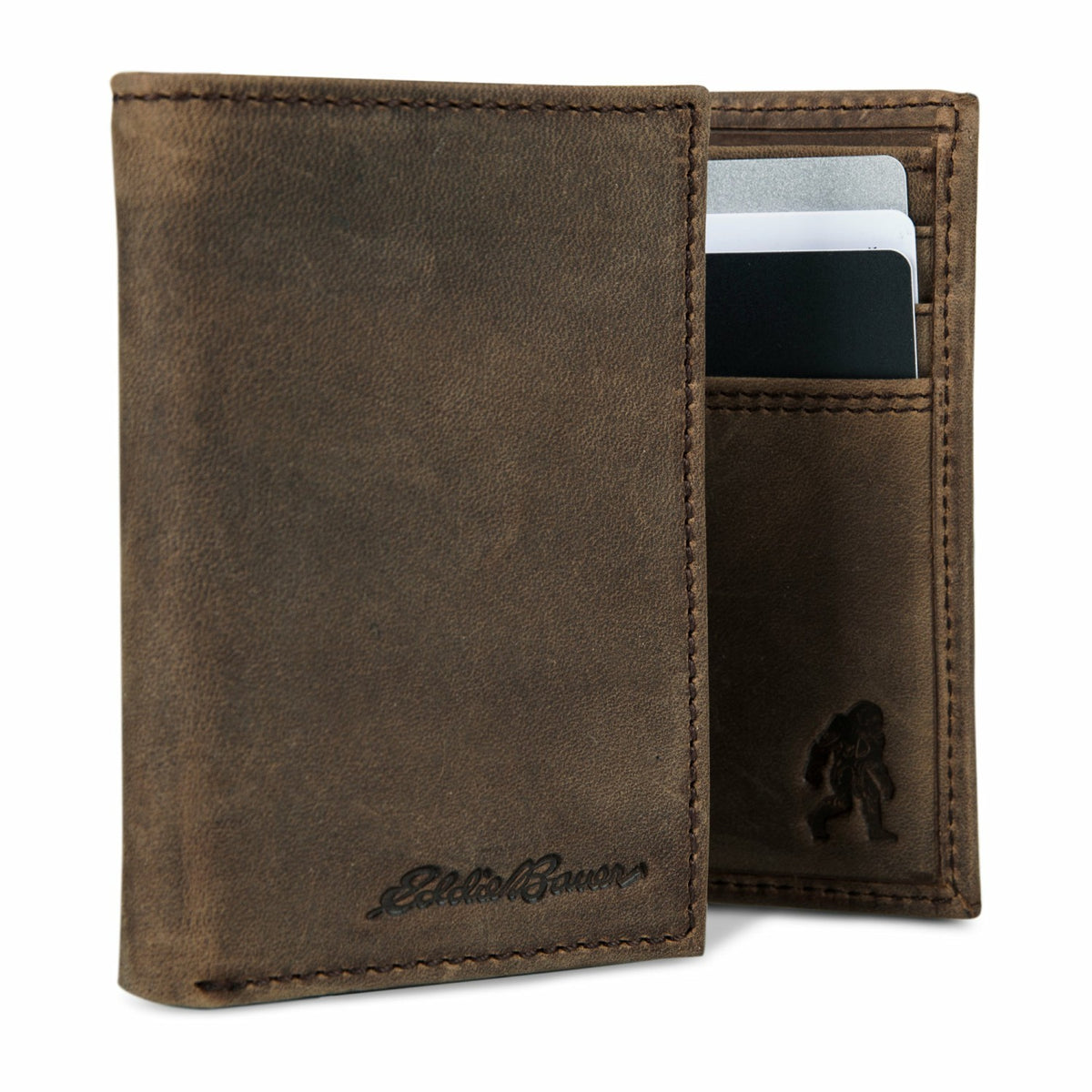 Leather Trifold Wallet with Embossed Sasquatch | Eddie Bauer