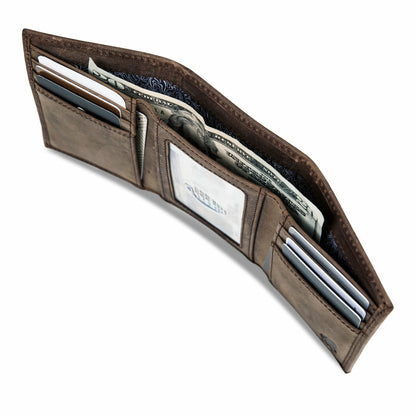 Leather Trifold Wallet with Embossed Sasquatch | Eddie Bauer