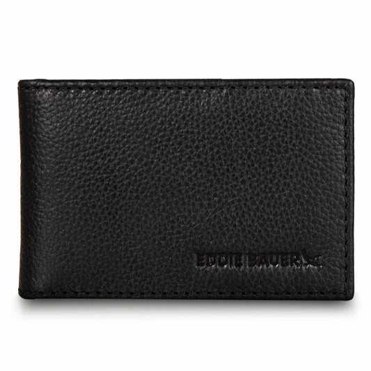 EB Signature Logo Leather Bifold with Money Clip Wallet | Eddie Bauer