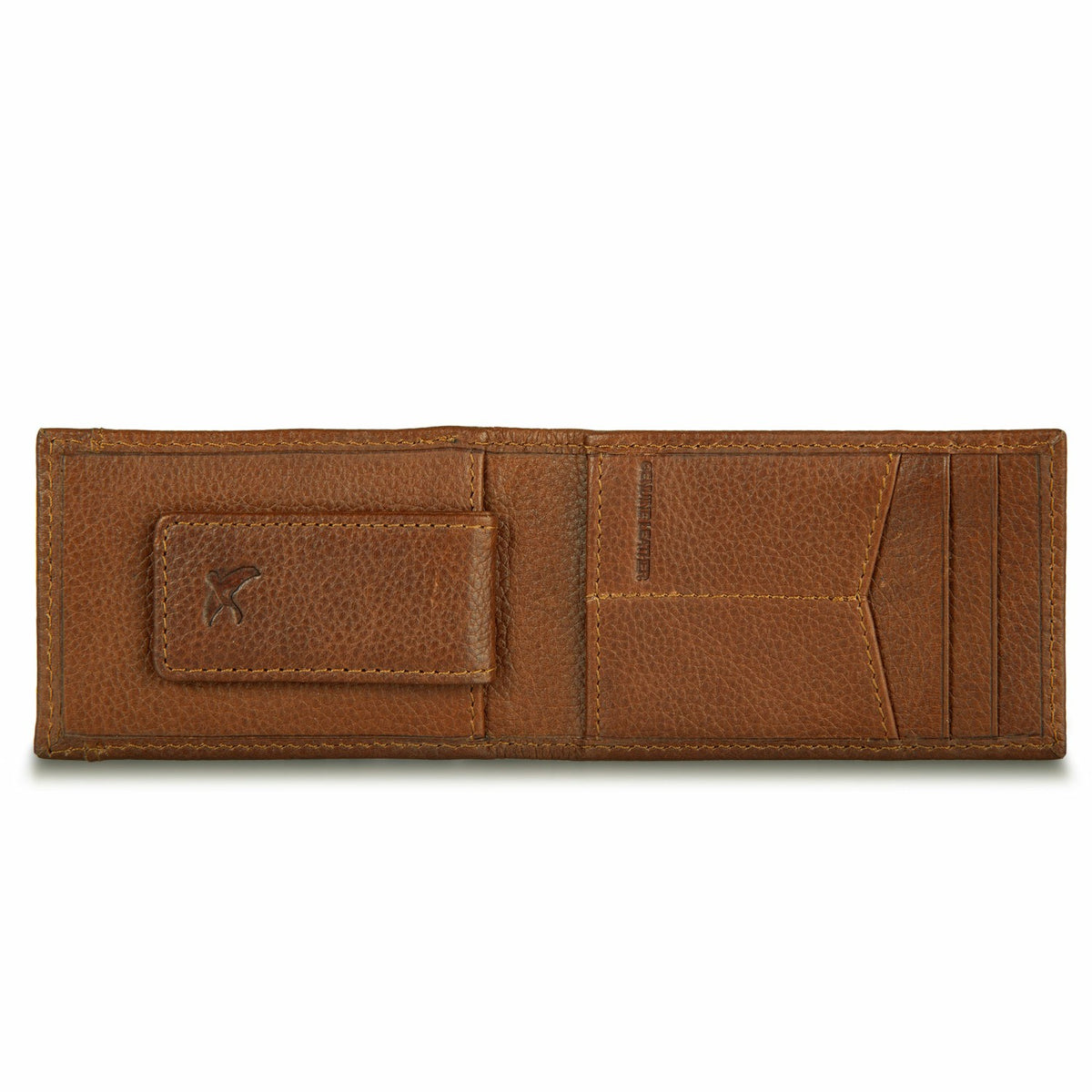 EB Signature Logo Leather Bifold with Money Clip Wallet | Eddie Bauer