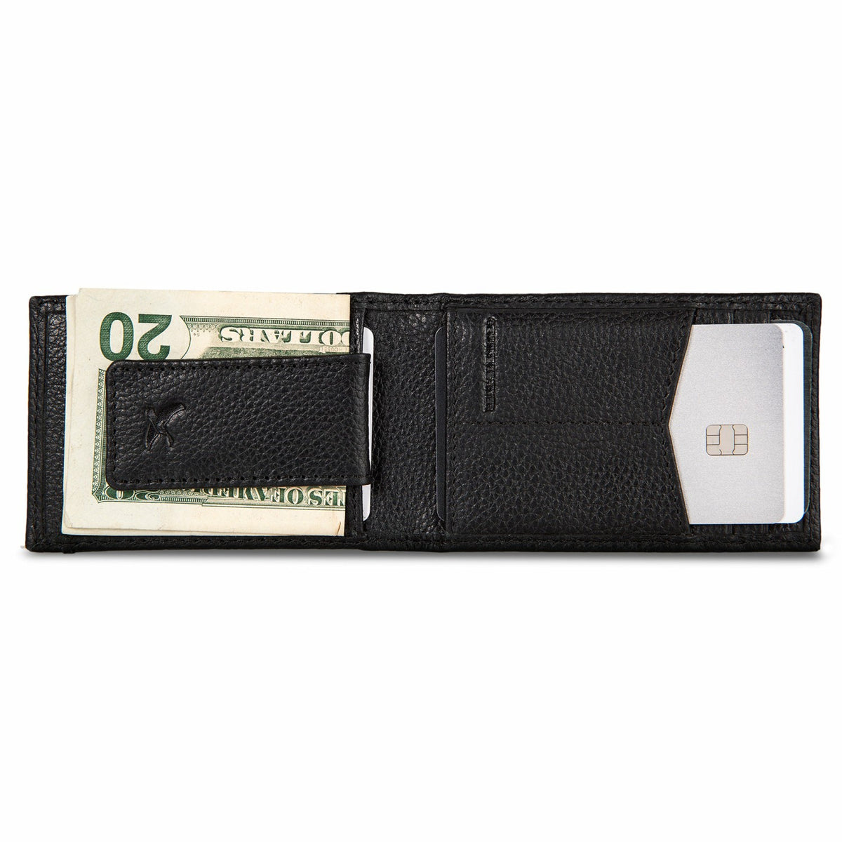EB Signature Logo Leather Bifold with Money Clip Wallet | Eddie Bauer