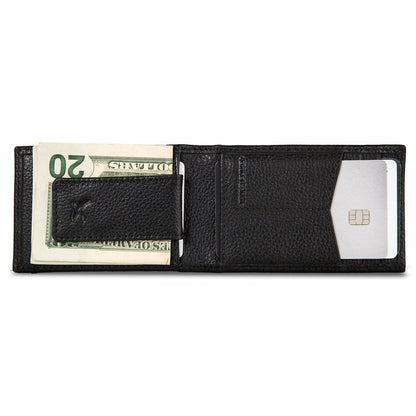 EB Signature Logo Leather Bifold with Money Clip Wallet | Eddie Bauer