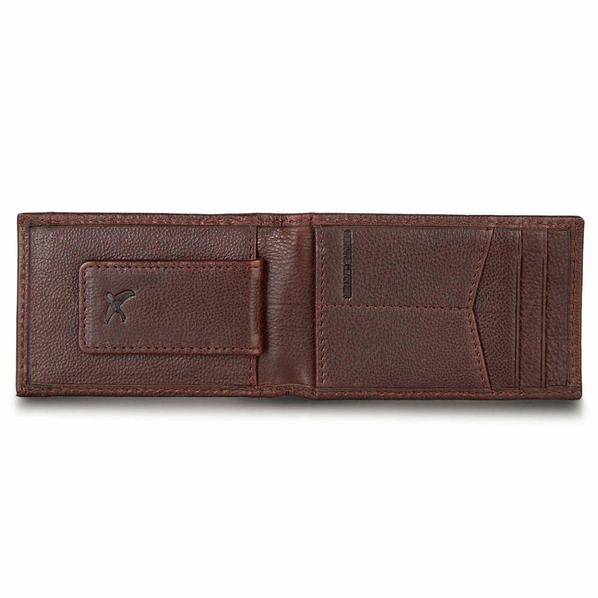 EB Signature Logo Leather Bifold with Money Clip Wallet | Eddie Bauer