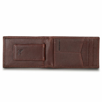 EB Signature Logo Leather Bifold with Money Clip Wallet | Eddie Bauer