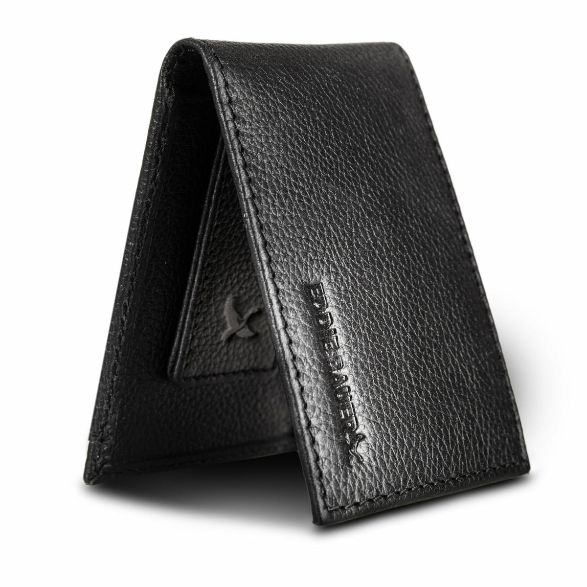 EB Signature Logo Leather Bifold with Money Clip Wallet | Eddie Bauer