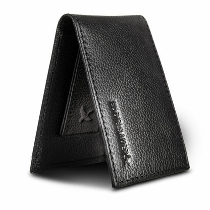 EB Signature Logo Leather Bifold with Money Clip Wallet | Eddie Bauer