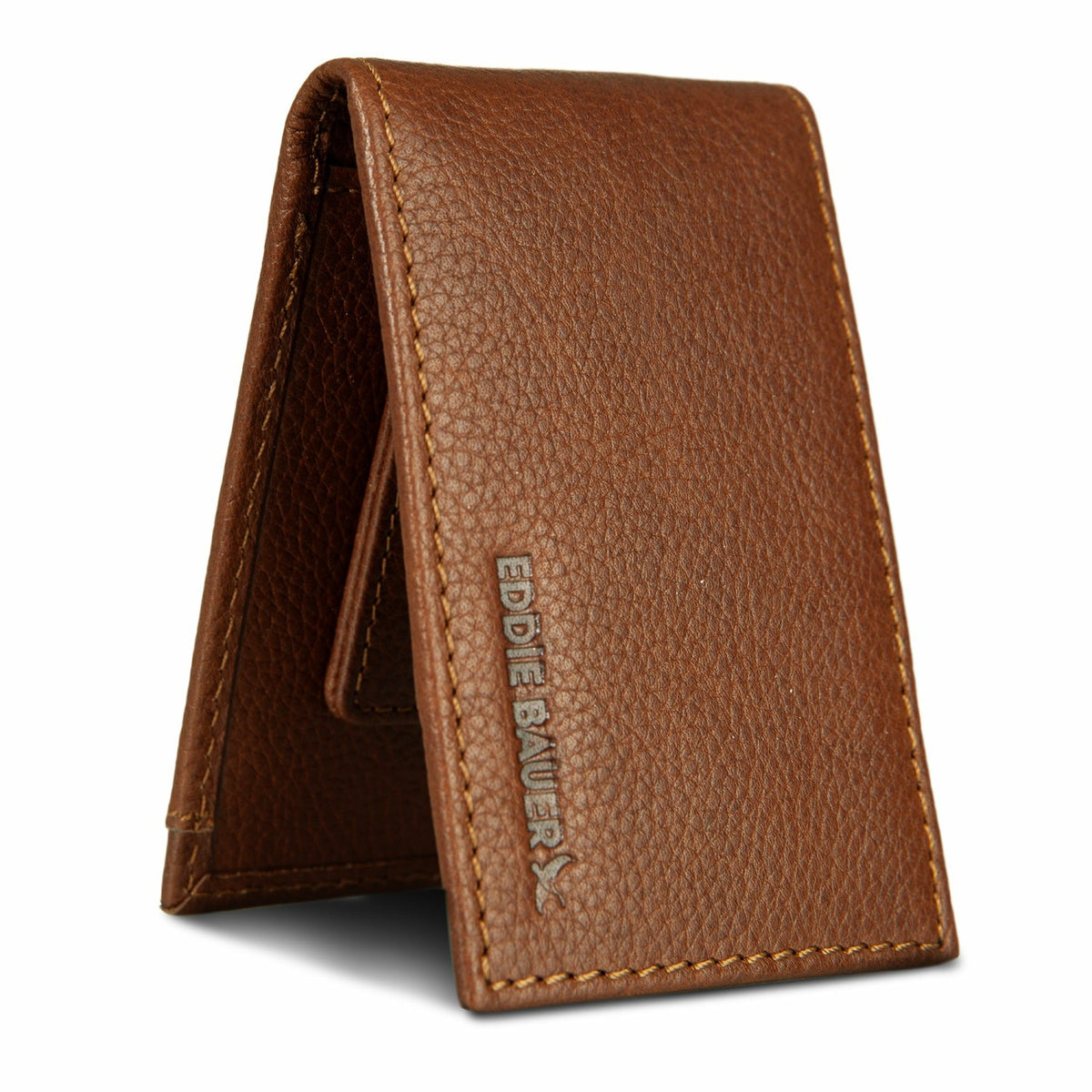 EB Signature Logo Leather Bifold with Money Clip Wallet | Eddie Bauer