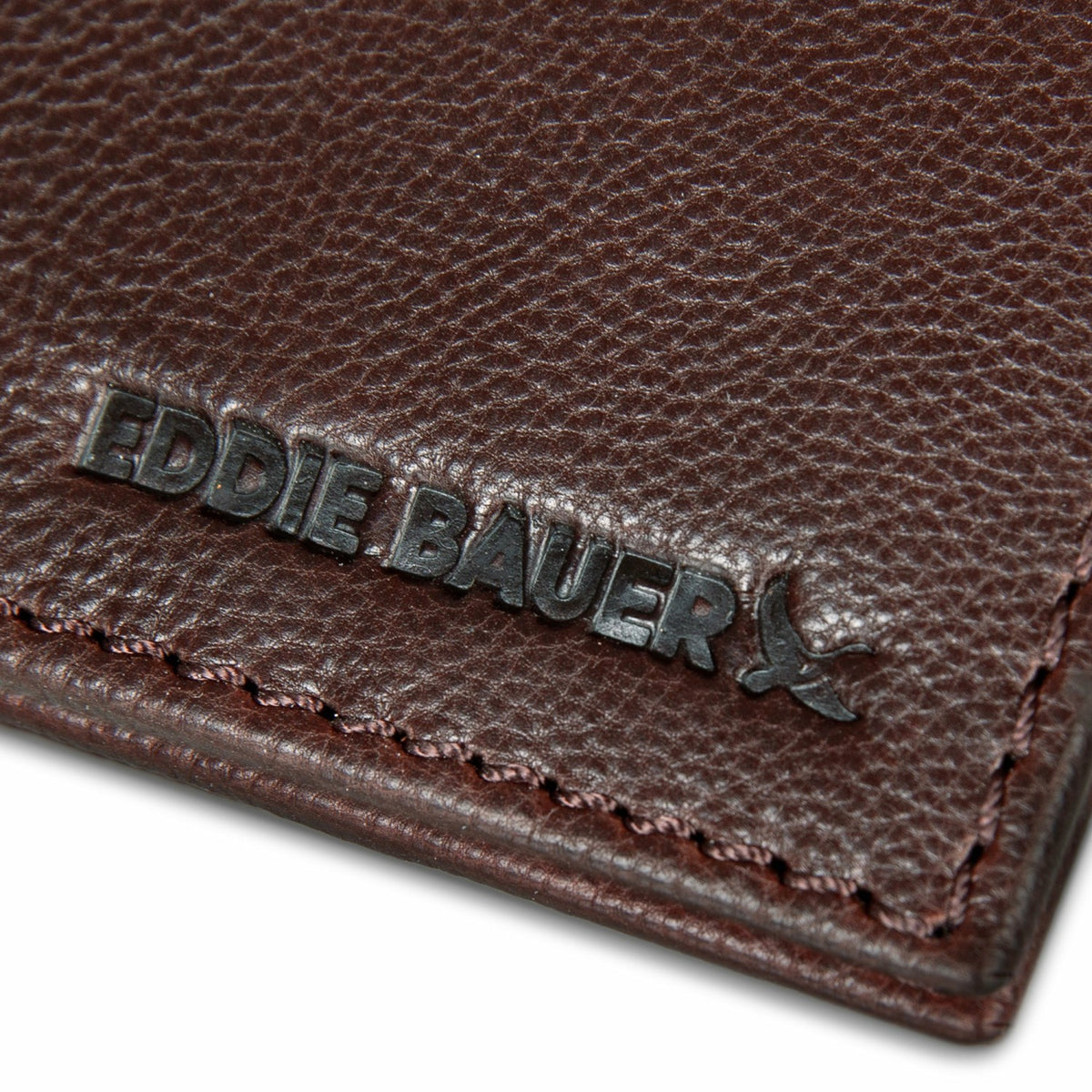 EB Signature Logo Leather Bifold with Money Clip Wallet | Eddie Bauer