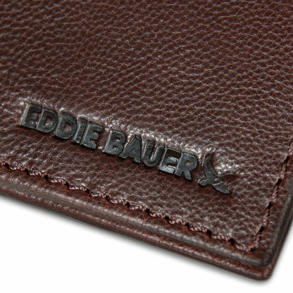 EB Signature Logo Leather Bifold with Money Clip Wallet | Eddie Bauer