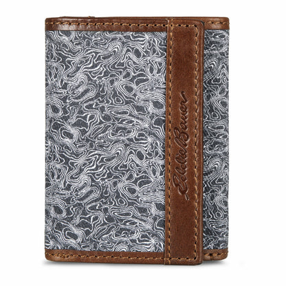 Pioneer Leather and Printed Cotton Canvas Trifold Wallet | Eddie Bauer