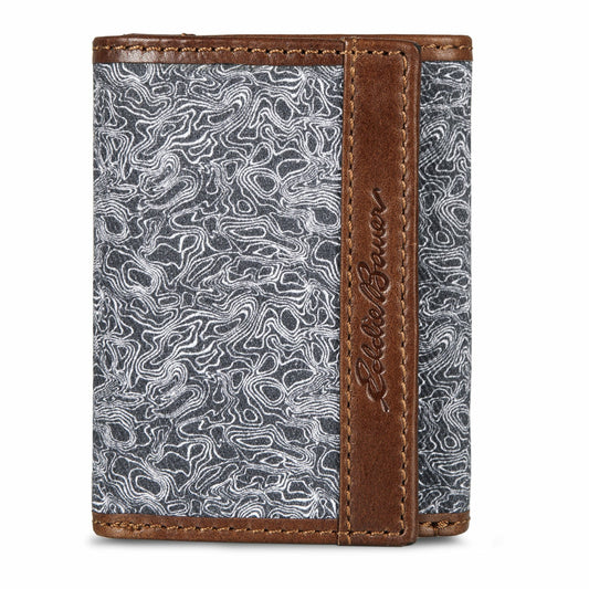 Pioneer Leather and Printed Cotton Canvas Trifold Wallet | Eddie Bauer