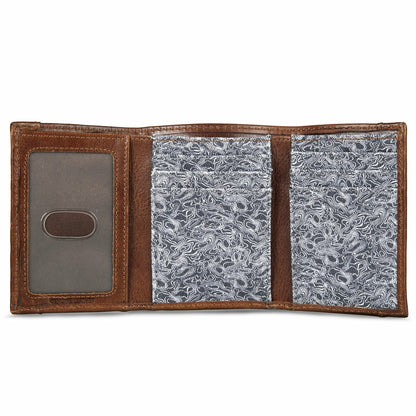 Pioneer Leather and Printed Cotton Canvas Trifold Wallet | Eddie Bauer