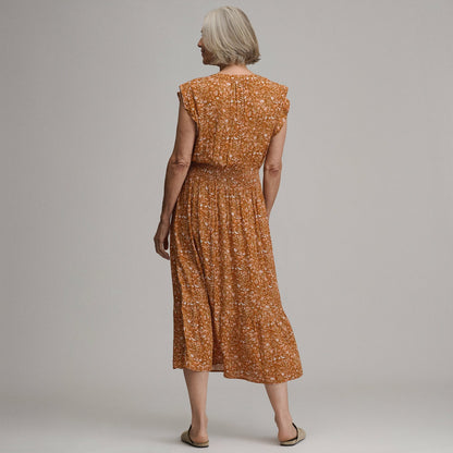Women's Flutter Sleeve Smocked Waist Midi Dress | Eddie Bauer
