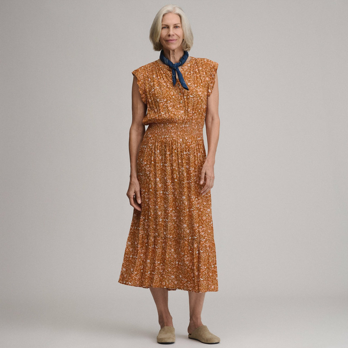 Women's Flutter Sleeve Smocked Waist Midi Dress | Eddie Bauer