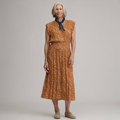 Women's Flutter Sleeve Smocked Waist Midi Dress | Eddie Bauer