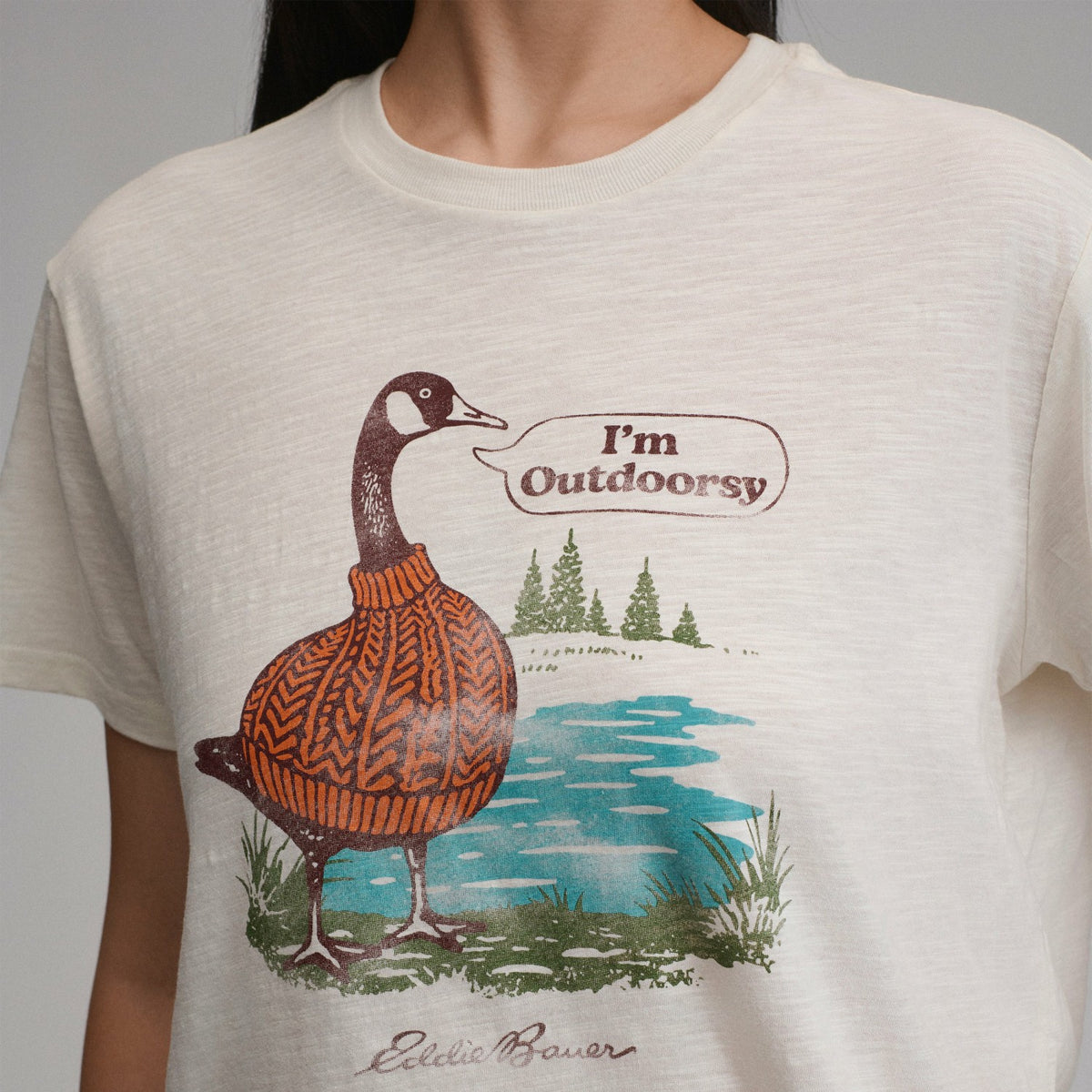 Women's Short-Sleeve Relaxed Boyfriend Graphic T-Shirt - Goose | Eddie Bauer