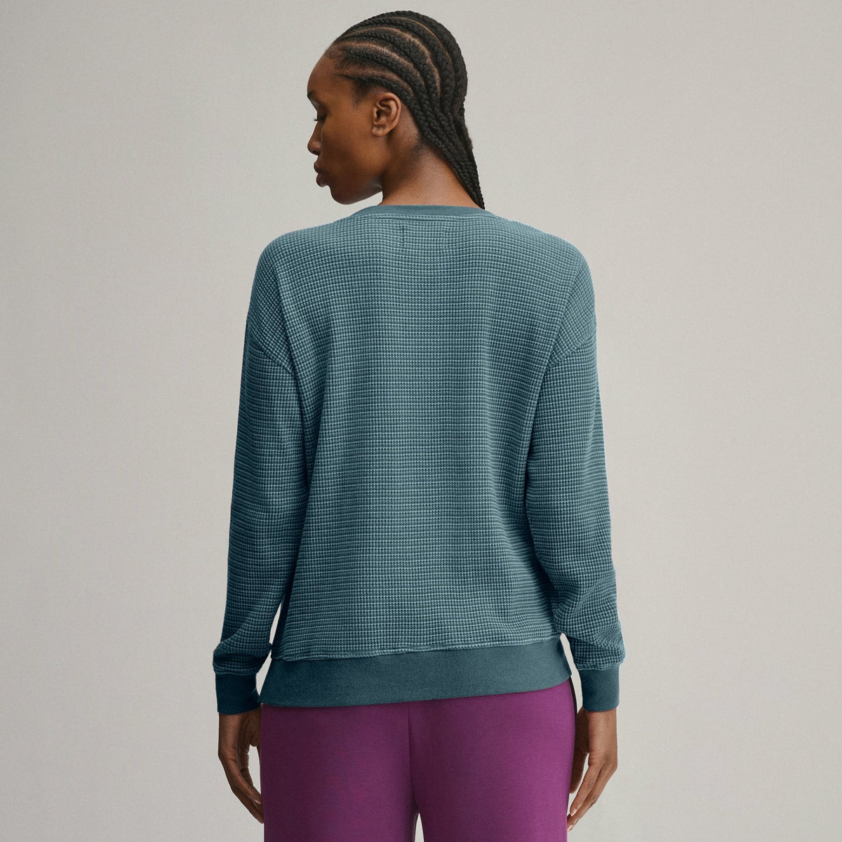 Women's Long-Sleeve V-Neck Boyfriend Thermal Crew - Striped | Eddie Bauer