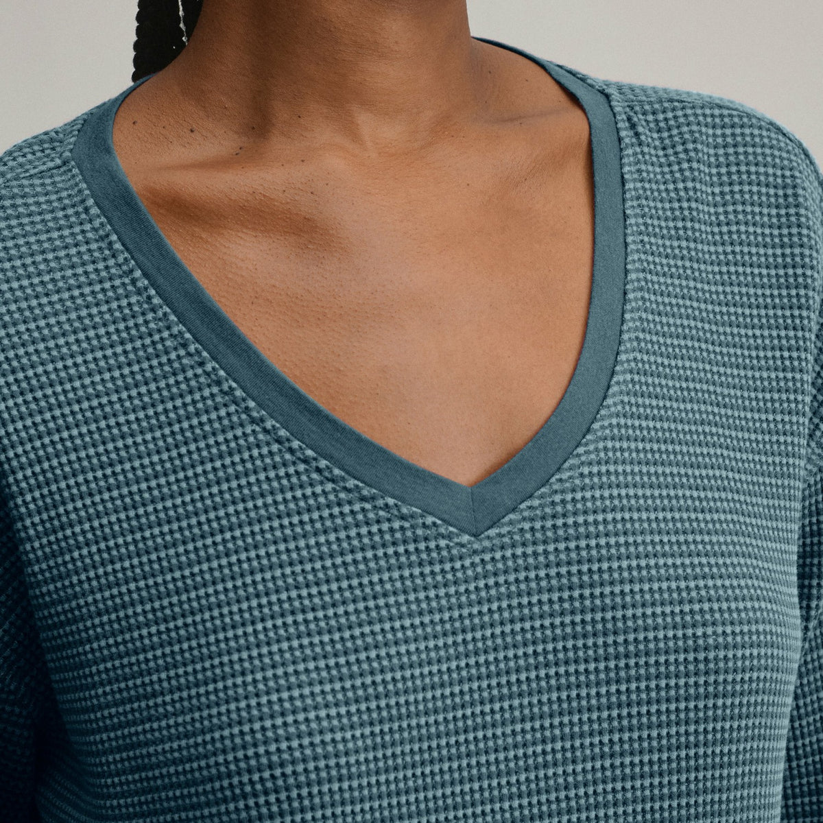 Women's Long-Sleeve V-Neck Boyfriend Thermal Crew - Striped | Eddie Bauer