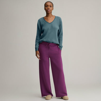 Women's Long-Sleeve V-Neck Boyfriend Thermal Crew - Striped | Eddie Bauer