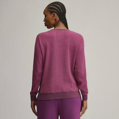 Women's Long-Sleeve V-Neck Boyfriend Thermal Crew - Striped | Eddie Bauer