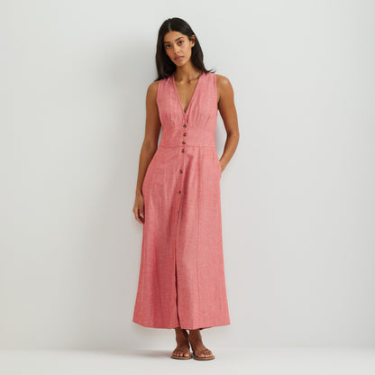 Women's Button Front Sl Midi Dress | Eddie Bauer