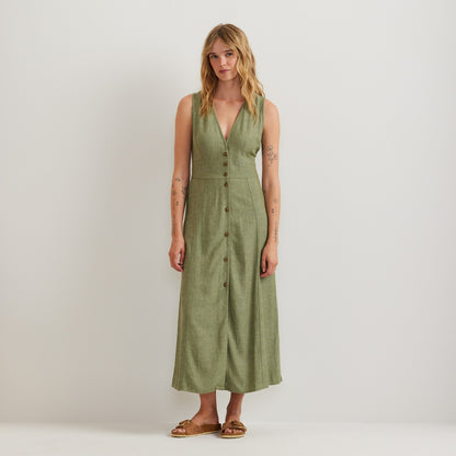 Women's Button Front Sl Midi Dress | Eddie Bauer