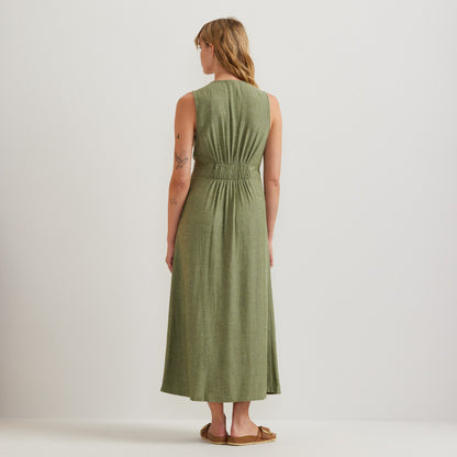Women's Button Front Sl Midi Dress | Eddie Bauer