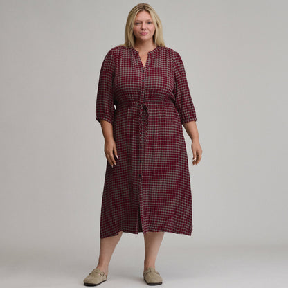 Women's Plaid Button Front Belted Midi Dress | Eddie Bauer