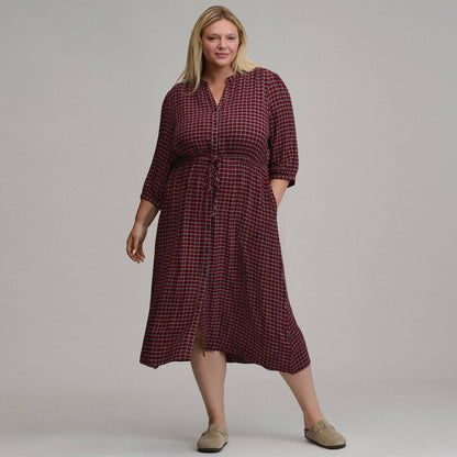 Women's Plaid Button Front Belted Midi Dress | Eddie Bauer