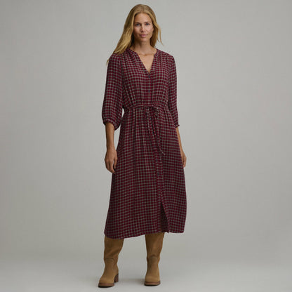 Women's Plaid Button Front Belted Midi Dress | Eddie Bauer