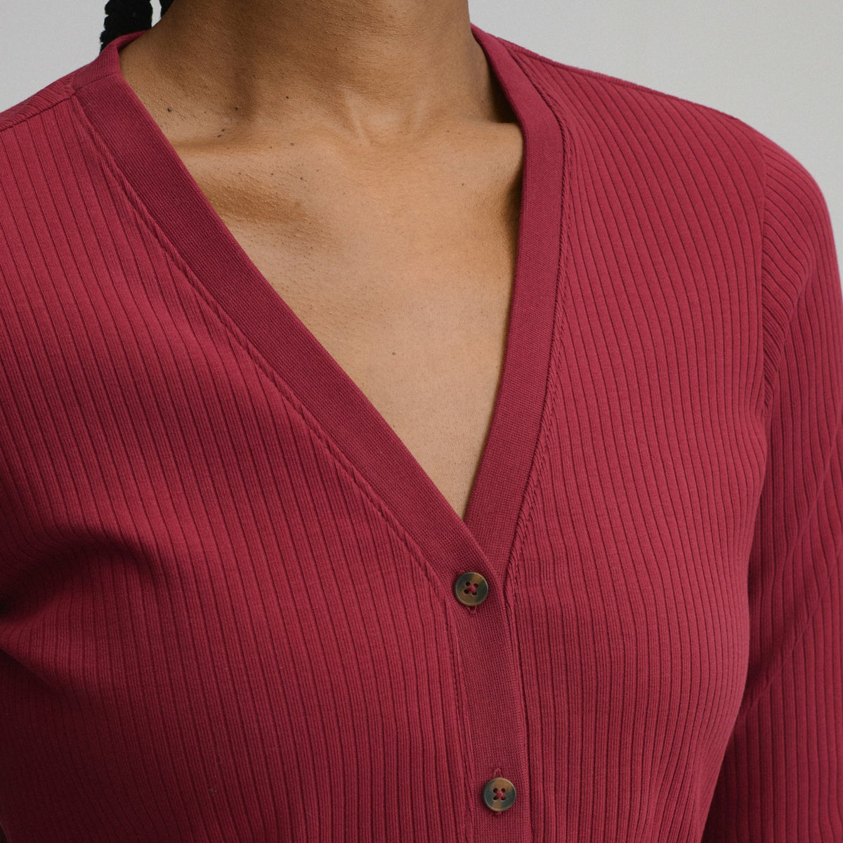 Women's Long-Sleeve Button Front Ribbed Knit Midi Dress | Eddie Bauer