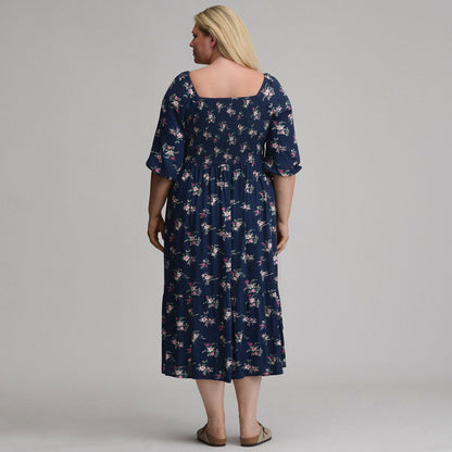 Women's Printed 3/4 Sleeve Smocked Bodice Dress | Eddie Bauer