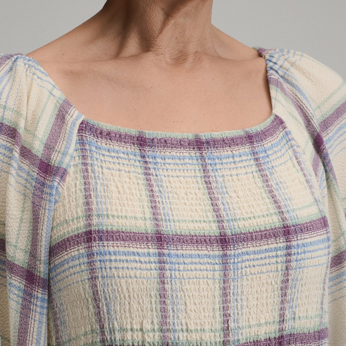 Women's Plaid 3/4 Sleeve Smocked Bodice Dress | Eddie Bauer