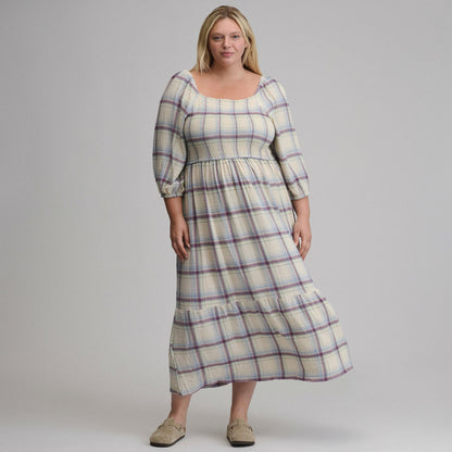 Women's Plaid 3/4 Sleeve Smocked Bodice Dress | Eddie Bauer