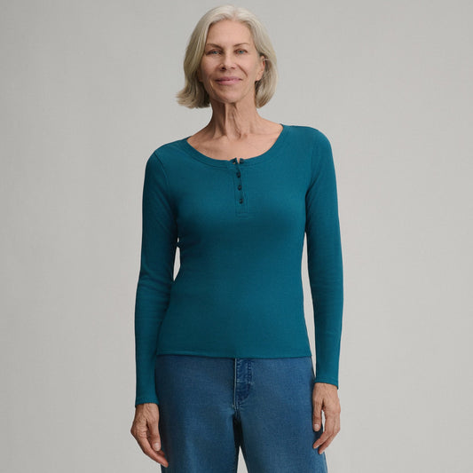 Women's Softline Rib Long-Sleeve Henley | Eddie Bauer