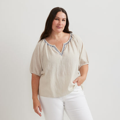Women's Embroidered Trim SS Shirt | Eddie Bauer