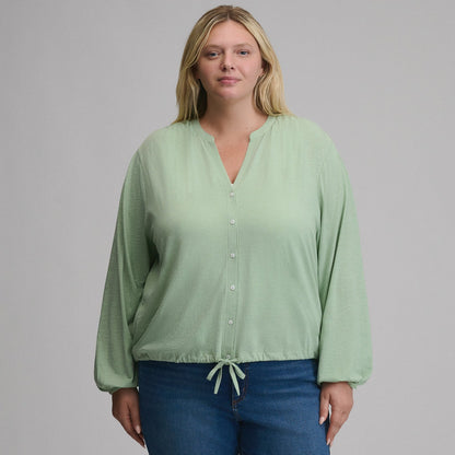Women's Long-Sleeve Button Front Drawstring Hem Top | Eddie Bauer