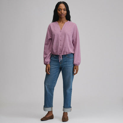 Women's Long-Sleeve Button Front Drawstring Hem Top | Eddie Bauer